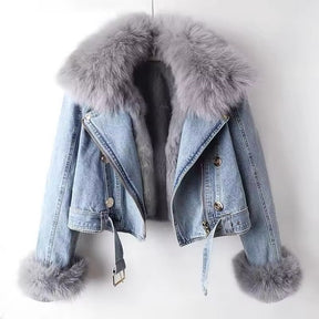 Faux Fur Lined Denim Jacket