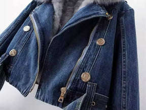 Faux Fur Lined Denim Jacket