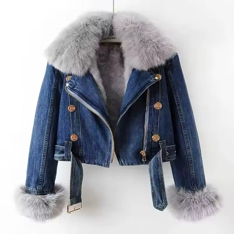 Faux Fur Lined Denim Jacket