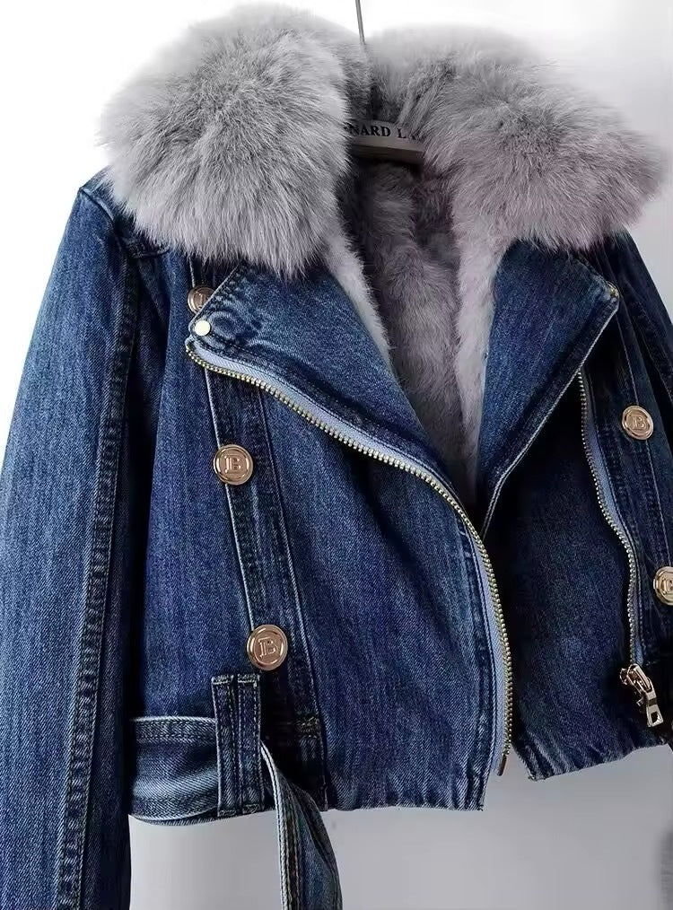 Faux Fur Lined Denim Jacket